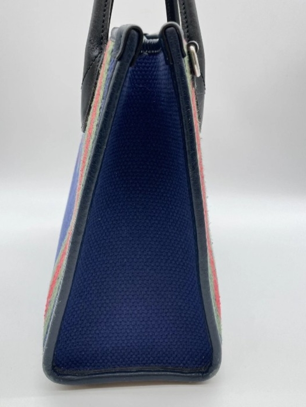 SALE! Authentic Gucci Interlocking G Sherry Line Cotton Leather Navy Tote W/DB - Picture 7 of 17